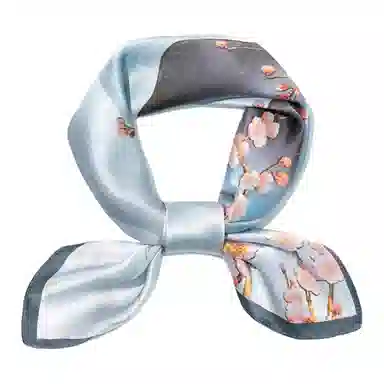 一米画纱 丝绸质感花卉图案国风印花真丝方巾踏青郊游装饰领巾拍照搭配 桑蚕丝 丝巾 女款