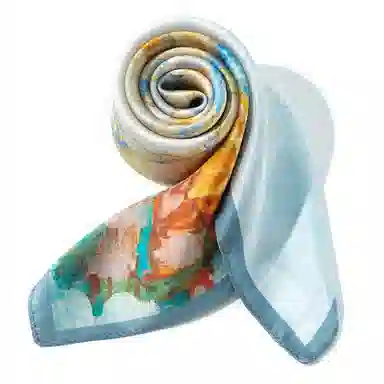 一米画纱 丝绸质感花卉图案国风印花真丝方巾踏青郊游装饰领巾拍照搭配 桑蚕丝 丝巾 女款