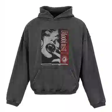 EPOWER PRESENTS Printed Washed Black Pullover Sweatshirt