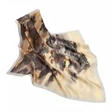 一米画纱 古典花卉雅韵国风真丝方巾旅游装饰素绸缎领巾搭配西装时尚出游 桑蚕丝 丝巾 女款