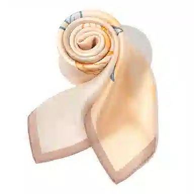 一米画纱 丝绸质感花卉图案国风印花真丝方巾踏青郊游装饰领巾拍照搭配 桑蚕丝 丝巾 女款