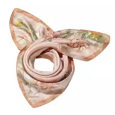 一米画纱 优雅中式花朵图案精致真丝材质高品质斜纹绸印花方巾如画系列 桑蚕丝 丝巾 女款