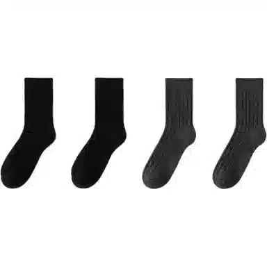 妮轻 羊毛秋冬季加厚纯色简约中筒袜 男款