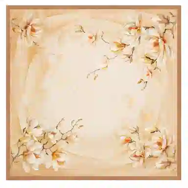 一米画纱 优雅中式花朵图案精致真丝材质高品质斜纹绸印花方巾如画系列 桑蚕丝 丝巾 女款