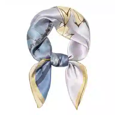 一米画纱 丝绸质感花卉图案国风印花真丝方巾踏青郊游装饰领巾拍照搭配 桑蚕丝 丝巾 女款