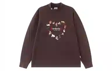 F426 Turtleneck Heart Print Long Sleeve Tee