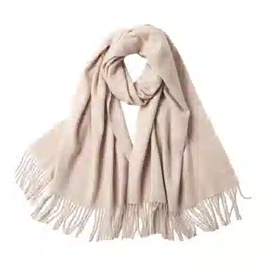 红豆 品牌流苏纯色简约保暖 山羊绒 绒线围巾 男女同款情侣款