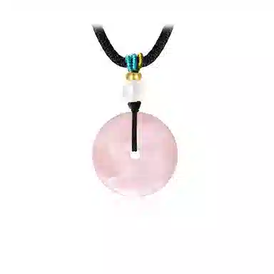 亨万福 平安扣平安纳福国风小众复古新中式好运天然 粉水晶 项链 男女同款情侣款