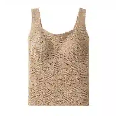 内在密码 蕾丝细带背心女带胸垫修身显瘦无袖上衣秋冬磨毛加绒保暖打底吊带 女款