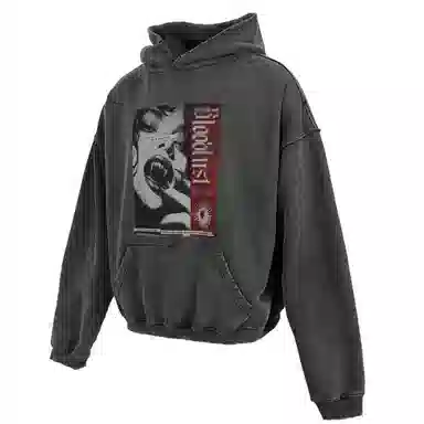 EPOWER PRESENTS Printed Washed Black Pullover Sweatshirt