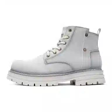 袋鼠头 超纤皮头层猪皮 潮流百搭 防滑软底  英伦风 中筒 马丁靴 男款