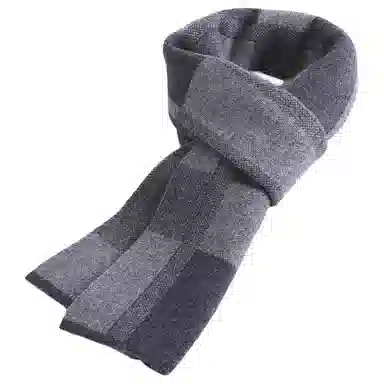 红豆 时尚柔软多变百搭格纹保暖 混纺 绒线围巾 男款