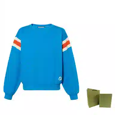 GUCCI SS23 Striped Crewneck Sweatshirt Blue