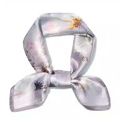 一米画纱 丝绸质感花卉图案国风印花真丝方巾踏青郊游装饰领巾拍照搭配 桑蚕丝 丝巾 女款