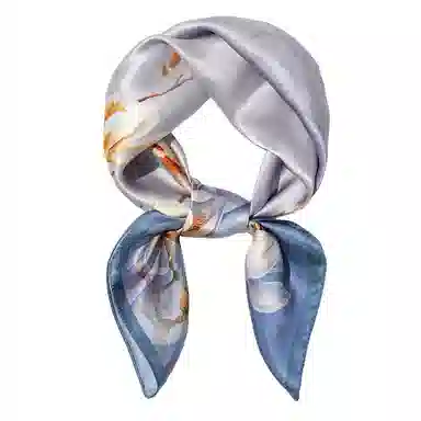 一米画纱 丝绸质感花卉图案国风印花真丝方巾踏青郊游装饰领巾拍照搭配 桑蚕丝 丝巾 女款