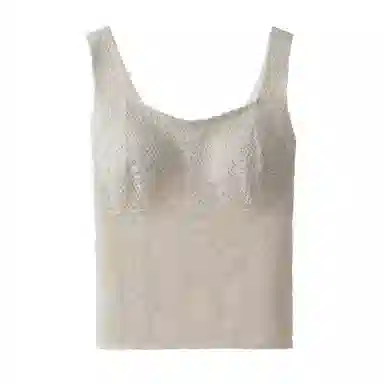 内在密码 蕾丝细带背心女带胸垫修身显瘦无袖上衣秋冬磨毛加绒保暖打底吊带 女款