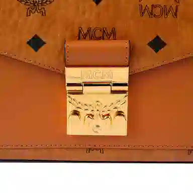 MCM Millie Visetos Envelope Bag Small Cognac