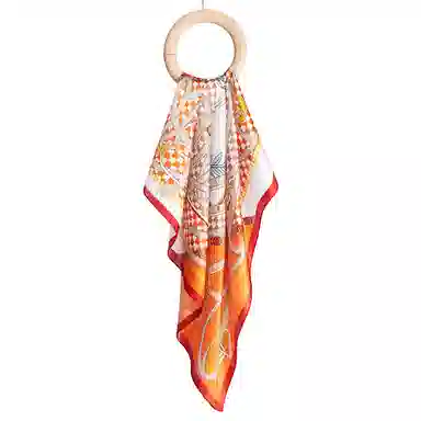 一米画纱 古典花卉雅韵国风真丝方巾旅游装饰素绸缎领巾搭配西装时尚出游 桑蚕丝 丝巾 女款