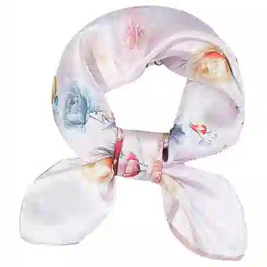 一米画纱 古典花卉雅韵国风真丝方巾旅游装饰素绸缎领巾搭配西装时尚出游 桑蚕丝 丝巾 女款