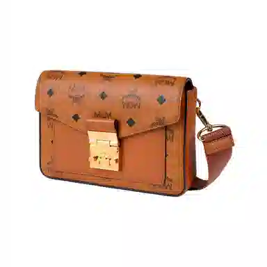 MCM Millie Visetos Envelope Bag Small Cognac