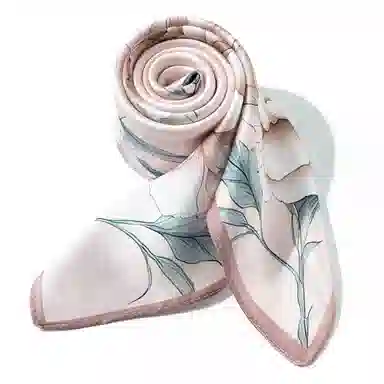 一米画纱 丝绸质感花卉图案国风印花真丝方巾踏青郊游装饰领巾拍照搭配 桑蚕丝 丝巾 女款