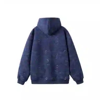 【dme】 潮牌复古美式重磅宽松设计刺绣磨破连帽外套男秋款时尚情侣百搭中性休闲卫衣帽衫 男女同款