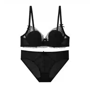 内在密码 法式蕾丝文胸女薄款胸大显小软钢圈上托防下垂纯欲性感罩内衣裤套装 女款