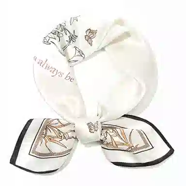 一米画纱 丝绸质感花卉图案国风印花真丝方巾踏青郊游装饰领巾拍照搭配 桑蚕丝 丝巾 女款