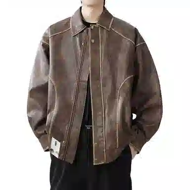 布客行 酷飒不羁狂野硬朗摇滚叛逆霸气有型小众设计扎染水洗质感翻领宽松百搭日常夹克 男女同款