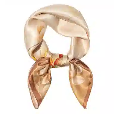 一米画纱 丝绸质感花卉图案国风印花真丝方巾踏青郊游装饰领巾拍照搭配 桑蚕丝 丝巾 女款