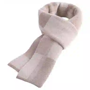 红豆 时尚柔软多变百搭格纹保暖 混纺 绒线围巾 男款