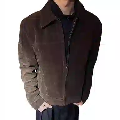 拓菲 绒皮痞帅工装翻领美拉德休闲复古正肩巴恩风外套男高级感短款夹克 男女同款