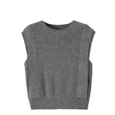 晚白 双层设计条纹针织高弹力软糯不扎肤马甲 女款