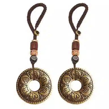 千桐 六字箴言平安扣 心经古法工艺六字真言#好运 合金 挂件 男女同款情侣款