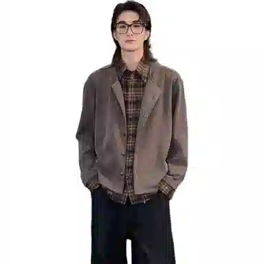 拓菲 假两件拼接老钱风开衫纯色百搭针织衫 男女同款