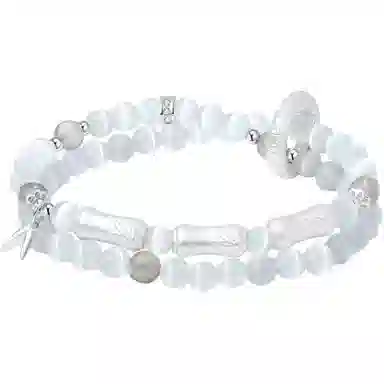 【999足银】 银千惠 新中式四季常青节节高升竹节圆环镶嵌锆石手饰国风设计感搭配可调节叠戴平安纳福心想事成好运常在 琉璃 手串 女款