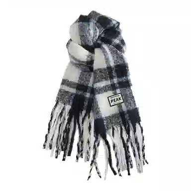 匹克 流苏撞色渐变韩系加厚防寒保暖 聚酯纤维 绒线围巾 男女同款情侣款