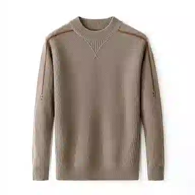 恒源祥 宽松纯色适中半高领长袖针织衫 女款