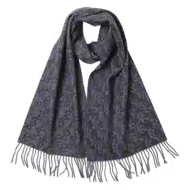 红豆 牌绒毛混纺毛笔字提花 羊毛 绒线围巾 男女同款情侣款