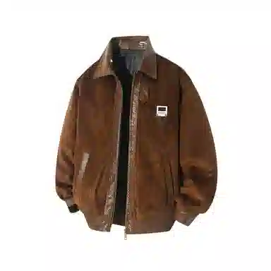 布客行 轻奢老钱风高级感潮服硬挺重磅美式复古高街工装雅痞机车机能风美拉德防寒秋冬保暖皮衣夹克 男女同款