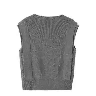 晚白 双层设计条纹针织高弹力软糯不扎肤马甲 女款