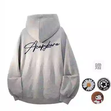 【可拆卸DIY徽章】卡皮巴拉小黄豚 双面撞色植绒签字体美式重磅显瘦慵懒风上衣高街潮牌校园风情侣百搭宽松休闲春秋连帽卫衣 男女同款