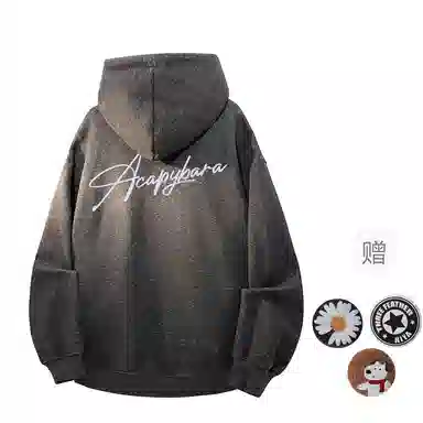 【可拆卸DIY徽章】卡皮巴拉小黄豚 双面撞色植绒签字体美式重磅显瘦慵懒风上衣高街潮牌校园风情侣百搭宽松休闲春秋连帽卫衣 男女同款