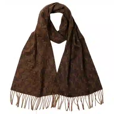 红豆 牌绒毛混纺毛笔字提花 羊毛 绒线围巾 男女同款情侣款