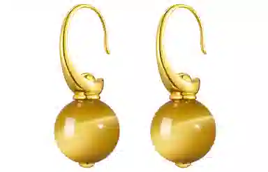 石头记 耳饰 新中式金色高级感 时尚简约复古轻奢小众设计小巧精致优雅 招财纳福转运旺事业#好运 虎眼石 耳环 女款