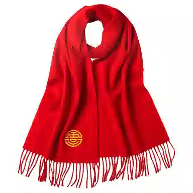 红豆 精致柔软舒适中国红时尚 羊毛 绒线围巾 男女同款情侣款