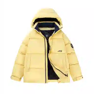 鸭鸭 冬季连帽外套经典袖标印花时尚设计潮流休闲百搭防风防寒户外运动通勤蓬松舒适保暖棉衣羽绒服 男女同款