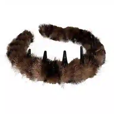 千桐 高颅顶 正反两戴 必备气质绒毛发饰  齿梳飘带外戴发卡头饰 洗脸出门 毛绒 发箍 女款