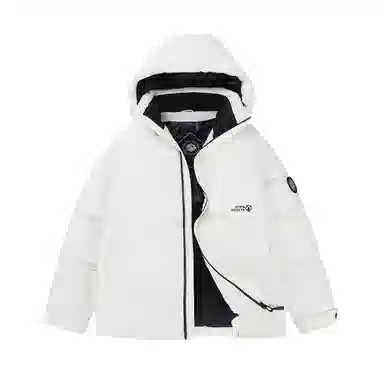 鸭鸭 冬季连帽外套经典袖标印花时尚设计潮流休闲百搭防风防寒户外运动通勤蓬松舒适保暖棉衣羽绒服 男女同款