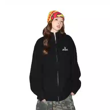 洋气先生 美式洋气潮牌时尚潮流简约大方软糯舒适宽松外穿纯色双拉链头设计长袖上衣日常通勤甜美酷帅无性别主义休闲百搭针织衫 男女同款
